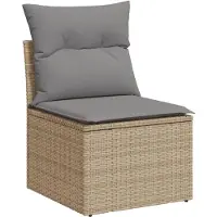 vidaXL Set di divani da giardino 11 pezzi con cuscini Beige poly rattan