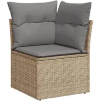 vidaXL Set di divani da giardino 11 pezzi con cuscini Beige poly rattan