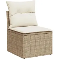 vidaXL Set di divani da giardino 6 pezzi con cuscini Beige poly rattan