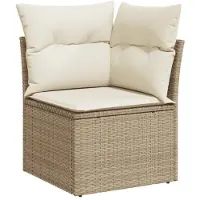 vidaXL Set di divani da giardino 6 pezzi con cuscini Beige poly rattan