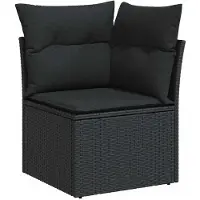 vidaXL Set di divani da giardino 7 pezzi con cuscini in polirattan nero