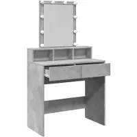 vidaXL Tavolino da toilette con illuminazione LED grigio cemento 80x41x144,5 cm