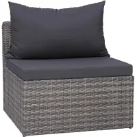 vidaXL Set da giardino 7 pezzi con imbottitura e cuscini in polyrattan grigio