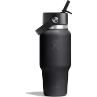 Hydroflask Wide Flex Straw Travel Bottle Borraccia (710 ml, nero/grigio)