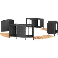 vidaXL Bordo per vasca idromassaggio in poly rattan nero e legno massiccio di acacia