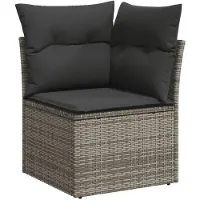 vidaXL Set di divani da giardino 9 pezzi con cuscini in polirattan grigio