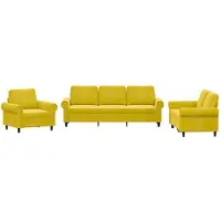 vidaXL Set divano 3 pezzi con cuscini in velluto giallo