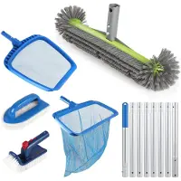 Merkloos Elzusha - Set di pulizia per piscine da 6 pezzi con manico telescopico
