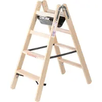 MUNK Günzburger Steigtechnik Holz-Stufen-Stehleiter beidseitig 2x4 Stufen 150 kg