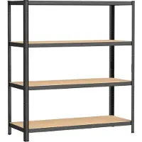 Wiltec Scaffalatura per carichi pesanti 160x60x180cm, 175kg/scaffale, scaffale senza bulloni in acciaio nero, scaffale di carico con 4 ripiani, scaffale per officina