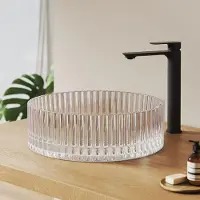 Emke Lavabo in vetro , forma rotonda, 40 x 40 x 12 cm, motivo arcobaleno