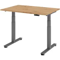 Hammerbacher XDSM12 Scrivania elettrica regolabile in altezza in rovere, forma rettangolare, base a T grigia 120,0 x 80,0 cm