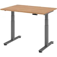 Hammerbacher XDSM12 Scrivania rettangolare in noce con regolazione elettrica dell'altezza, base a T grigia 120,0 x 80,0 cm