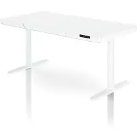 Jan Nowak Scrivania regolabile in altezza elettricamente, con cassetto e caricabatterie wireless Qi, colore bianco, 1400 mm: ELLIS