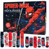 United labels Calendario dell'avvento Marvel Spiderman con 12 paia di calzini taglia 40-45 per uomo Calendario di Natale con scarpe da ginnastica e calzini lunghi