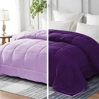 Merkloos Trapunta per letto a 4 stagioni, 200x200 cm - Microfibra da 300 GSM - Traspirante e morbida - Bicolore, color lilla