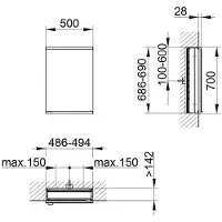 Keuco KE Royal Modular 2.0 SPS, caricato 80011, da incasso, 1 presa, anodizzato argento, 500x700x160mm