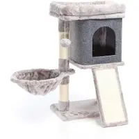 Merkloos Albero per gatti con casetta e pallina, altezza 71,5 cm, colore grigio