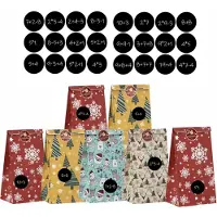 Sonstiges Calendario dell'Avvento da riempire, composto da 24 sacchetti di carta natalizi con adesivi numerati. Kit per realizzare decorazioni fai-da-te, dimensioni 11,5x8x21 cm