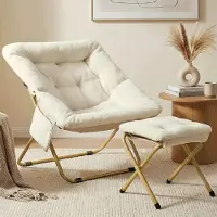 StarTech.com Poltrona reclinabile con poggiapiedi - Poltrona imbottita per il soggiorno - Imbottitura spessa - Struttura in metallo - 72 x 76 x 78 cm - Beige
