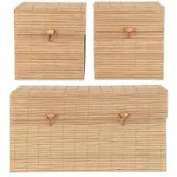 Merkloos Set di 3 scatole portaoggetti in bambù con coperchio