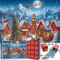 Sonstiges Calendario dell'Avvento a puzzle per bambini, 2026, 1008 pezzi, 70x50 cm, 24 giorni, conto alla rovescia per il Natale, multicolore