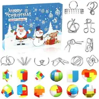 Sonstiges Calendario dell'Avvento con giochi di logica: 24 puzzle, 12 in metallo e 12 in plastica. Ideale per il conto alla rovescia del Natale, un regalo per bambini e adulti