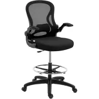 StarTech.com Sedia da ufficio - Sedia ergonomica per disegno - Altezza regolabile da 102 a 122 cm - Poggiapiedi regolabile - Imbottita - Girevole con rotelle - Supporto lombare - Colore: nero
