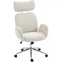 StarTech.com Sedia da scrivania - Sedia da ufficio - Braccioli - Poggiatesta regolabili - Regolabile in altezza - Girevole - Funzione basculante - Aspetto bouclé - Bianco crema