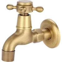 Unyqoos Rubinetto da parete G1/2 (modello corto) in ottone massiccio – rubinetto vintage da parete per lavelli/secchi