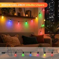 StarTech.com Catena luminosa LED G40 - Illuminazione per esterni - 30 metri - 50 luci - Multicolore - 8 modalità di illuminazione - Impermeabile - Spina di tipo EU