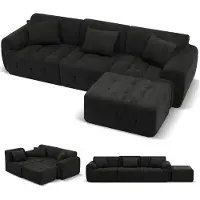 COMHOMA Divano ad angolo , 245 x 60 x 40 cm, divano modulare con funzione letto, divano letto, divano a L per soggiorno, imballato sottovuoto, combinabile in modo flessibile