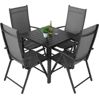 StarTech.com Set di mobili da giardino per balcone - Gruppo sedute in alluminio composto da 5 pezzi - Tavolo + 4 sedie pieghevoli - Schienale regolabile in 7 posizioni - Per 4 persone - Colore: nero