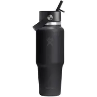 Hydroflask Wide Flex Straw Travel Bottle Borraccia (946 ml, nero/grigio)