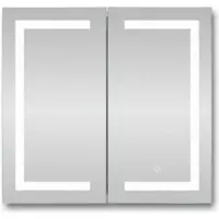 Sensahome Armadietto a specchio con illuminazione a LED - Armadietto da bagno - 3 colori LED - 60 x 65 cm