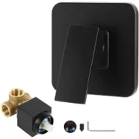 Merkloos Miscelatore per doccia, finitura nera opaca - Rubinetto per doccia - Kit di installazione - Rubinetto per vasca - Miscelatore per acqua - Dimensioni del coperchio: 11 x 10 cm - Rubinetto per doccia