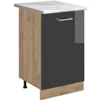 Vicco Mobiletto base cucina R-Line Antracite lucido/Rovere dorato 50 cm piano di lavoro Marmo, Model 70305