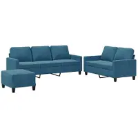 vidaXL Set divano 3 pezzi con cuscini in velluto blu