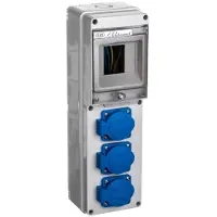Elektromet Quadro di distribuzione per edifici, 4 moduli, 3 circuiti da 16A, 2 poli più terra, modello RSE-01, grado di protezione IP54, codice prodotto 942060