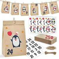 Sonstiges Calendario dell'Avvento pinguini grandi sacchetti di carta kraft fai da te numeri adesivi bambini adulti Natale