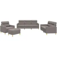 vidaXL Set di divani 4 pezzi con cuscini Tessuto Taupe