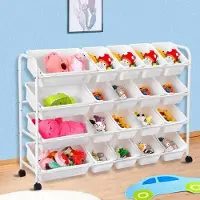 OEM Organizzatore per giocattoli in plastica, con 4 ripiani - dimensioni totali: 124x84x28 cm