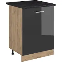 Vicco Mobiletto base cucina R-Line Antracite lucido/Rovere dorato 60 cm con 1 porta piano di lavoro Antracite, Model 72147