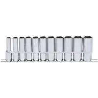 Ks Tools 3/8" CHROMEplus set di bussole esagonali lunghe 11 pezzi 8-19 mm - 918.0611