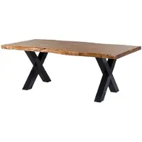 MASSIVMOEBEL24.DE | Tavolo da pranzo in legno acacia - laccato natur / ferro X - antracite lucido 220x100x77 FREEFORM 5
