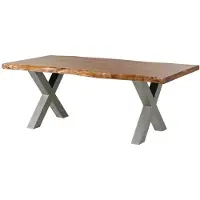 MASSIVMOEBEL24.DE MASSIVMOEBEL24 | Tavolo da pranzo in legno acacia - laccato natur / ferro X - argento mat 200x90x77 FREEFORM 5