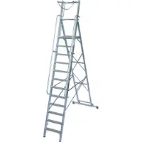 Krause Scala a pioli STABILO con ampia piattaforma, barra di sicurezza e catena, 12 pioli, 127563