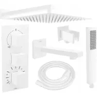 Mexen Set vasca da incasso Cube DR02 con bocca di erogazione + doccia slim 30 cm, bianco (77503DR0230-20)