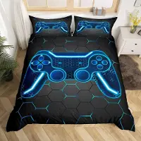 Merkloos Elzusha - Set di lenzuola con copripiumino a tema videogiochi, in microfibra, per bambini e adolescenti