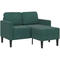 vidaXL Divano 2 posti con chaise longue a L in velluto verde scuro 125 cm